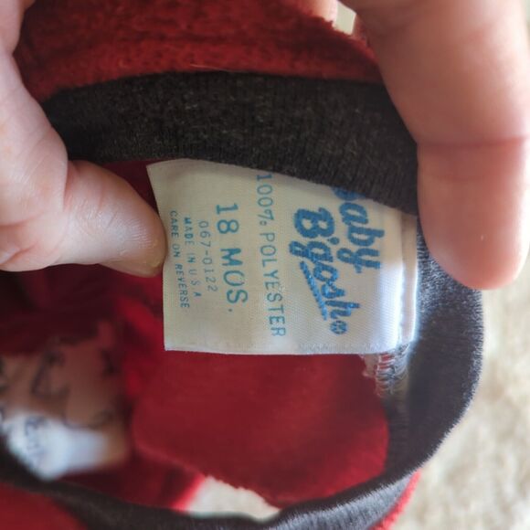 Vintage Baby B'gosh 18 Month Red Fleece Polar Bear Jump Suit Unique Unisex XMAS - Picture 5 of 7